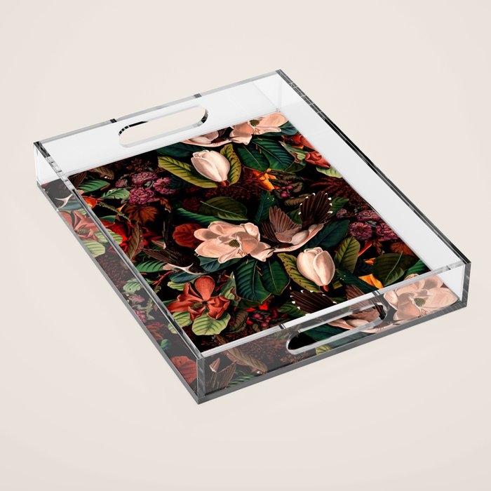 FLORAL AND BIRDS XIV Acrylic Tray Gallery Image 1