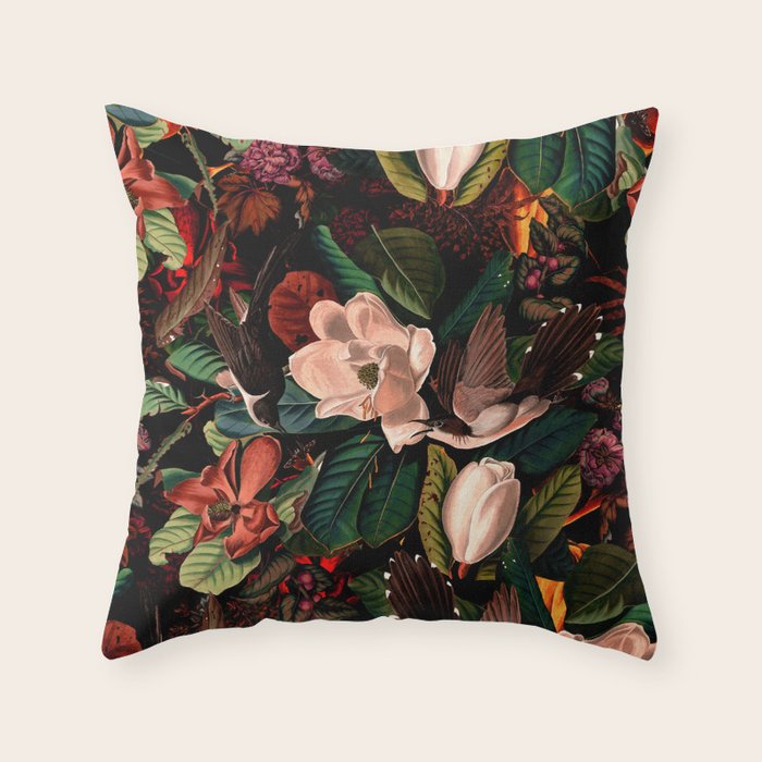 FLORAL AND BIRDS XIV Throw Pillow Gallery Image 1