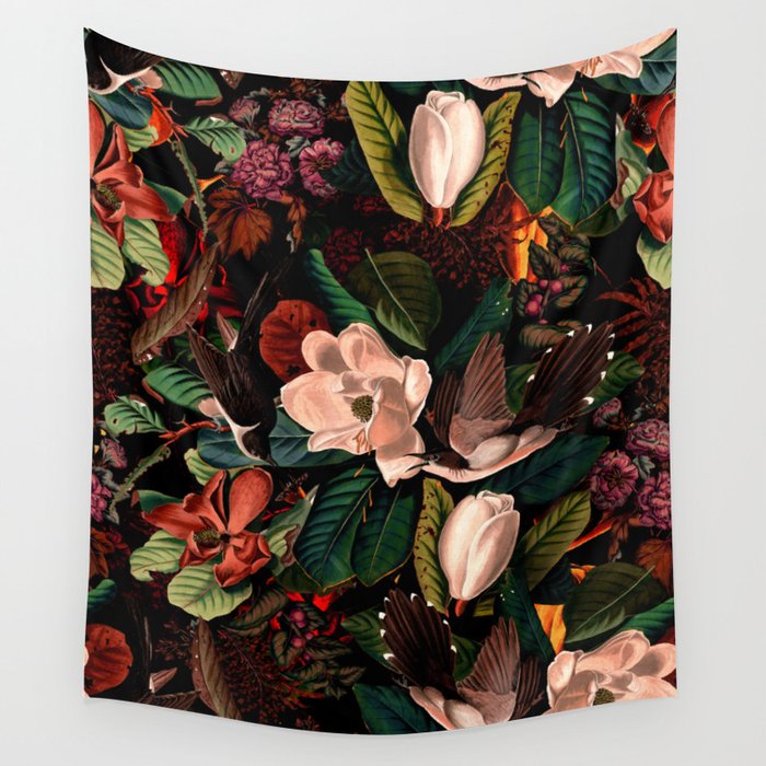 FLORAL AND BIRDS XIV Wall Tapestry Gallery Image 4
