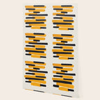 Mid Century Modern Abstract Painting Antique Yellow Black Bumble Bee Stripes Wallpaper Gallery Image 2