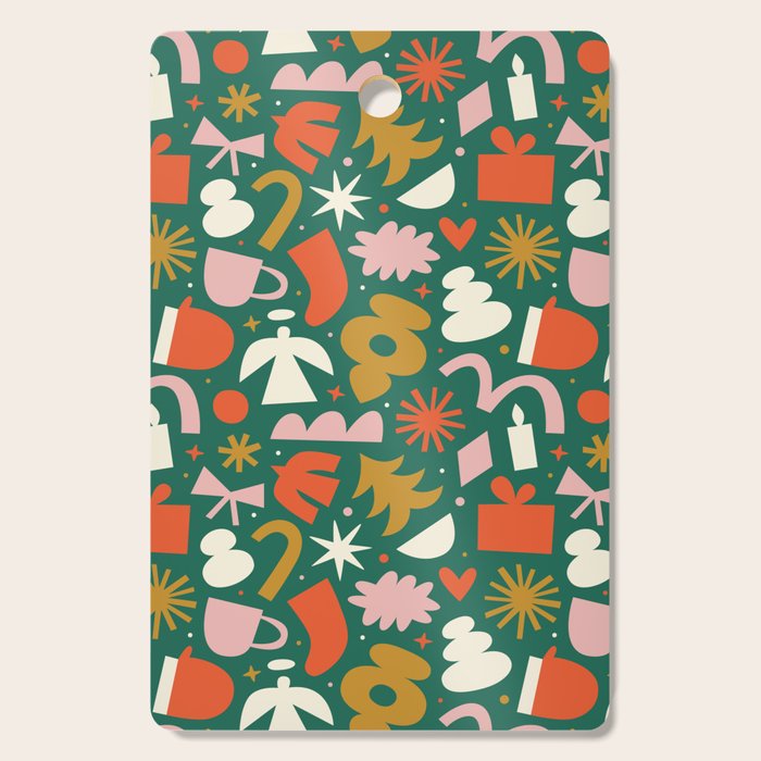 Abstract retro organic christmas shape pattern Cutting Board Gallery Image 1