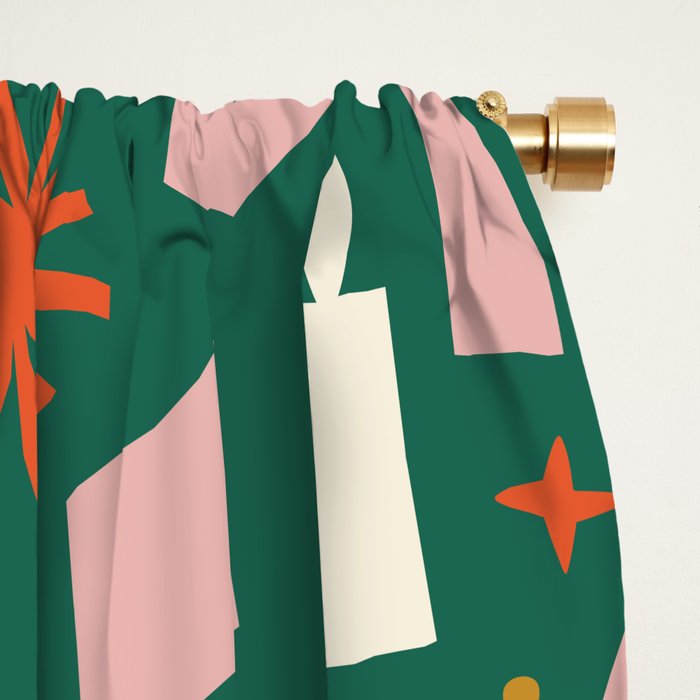 Abstract retro organic christmas shape pattern Window Curtain Gallery Image 2
