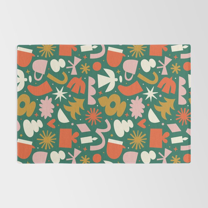 Abstract retro organic christmas shape pattern Rug Gallery Image 2