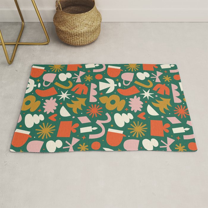 Abstract retro organic christmas shape pattern Rug Gallery Image 1