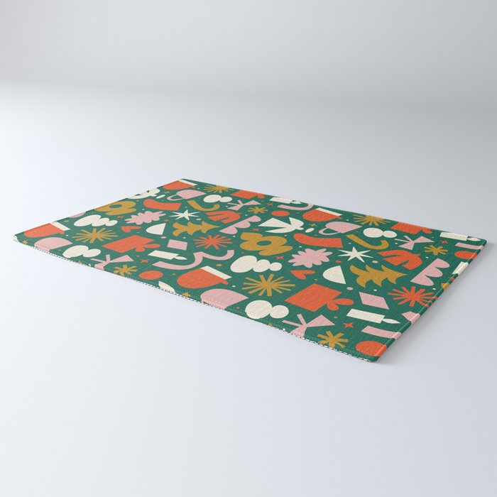 Abstract retro organic christmas shape pattern Rug Gallery Image 3