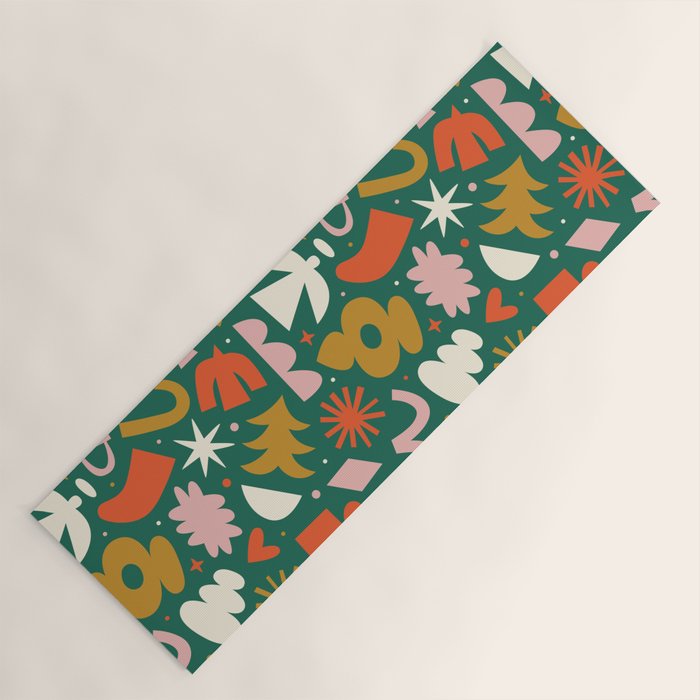 Abstract retro organic christmas shape pattern Yoga Mat Gallery Image 1