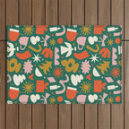 Abstract retro organic christmas shape pattern Outdoor Rug Gallery Image 1