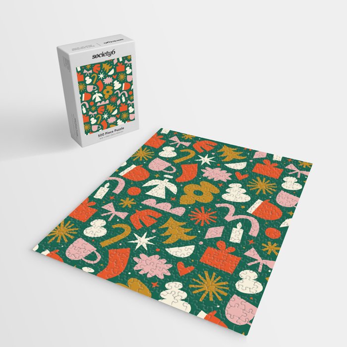 Abstract retro organic christmas shape pattern Jigsaw Puzzle Gallery Image 2