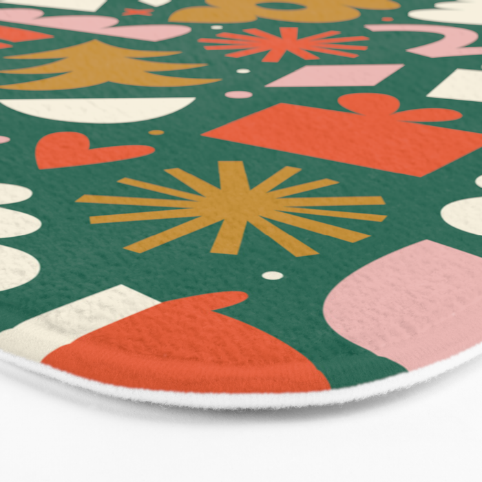 Abstract retro organic christmas shape pattern Bath Mat Gallery Image 3
