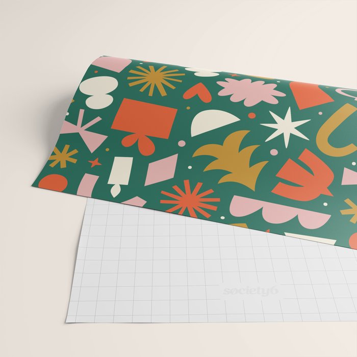 Abstract retro organic christmas shape pattern Wrapping Paper Gallery Image 2