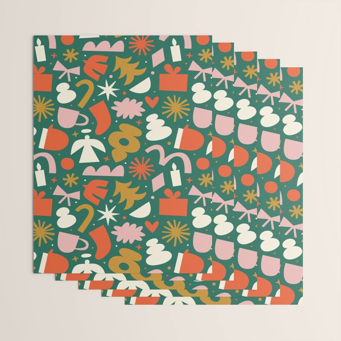 Abstract retro organic christmas shape pattern Wrapping Paper Gallery Image 3