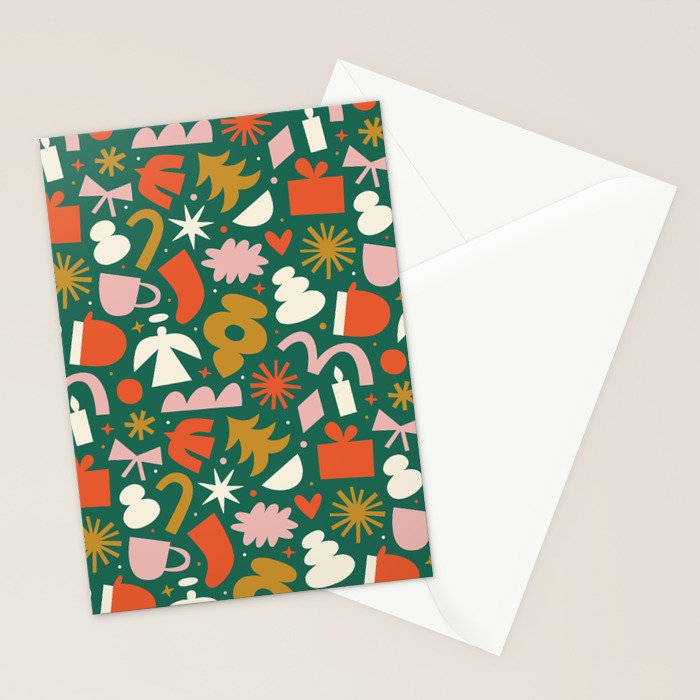 Abstract retro organic christmas shape pattern Stationery Card Gallery Image 2