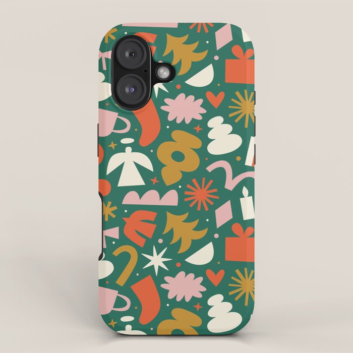 Abstract retro organic christmas shape pattern iPhone Case Gallery Image 1