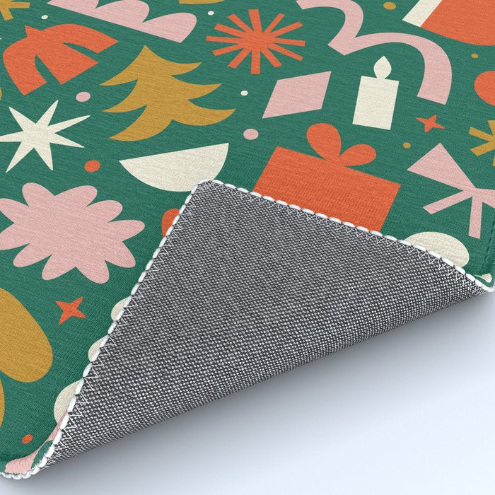 Abstract retro organic christmas shape pattern Rug Gallery Image 4