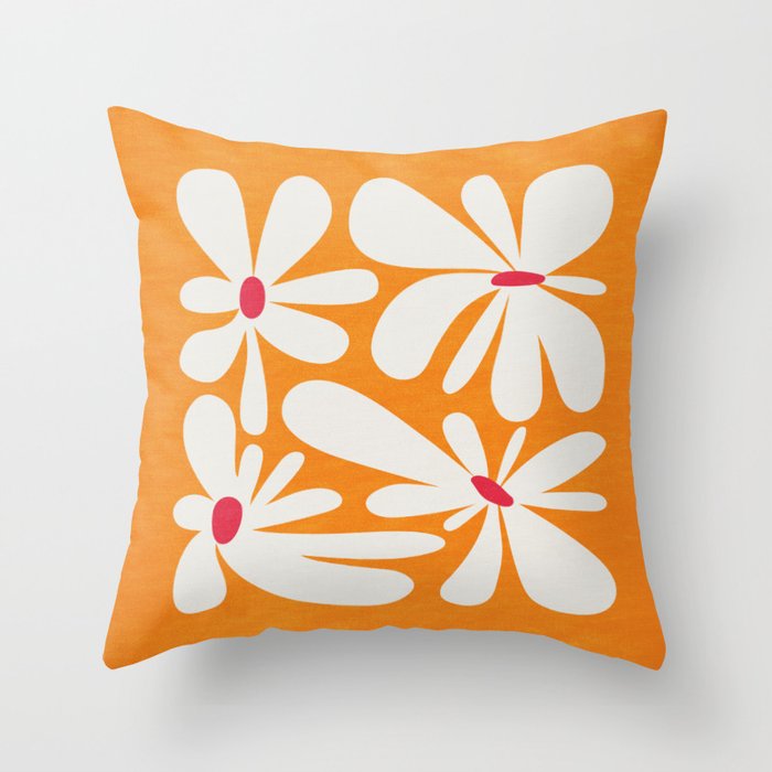 Bloom: Tangerine Matisse Color Series 03 Throw Pillow Gallery Image 1