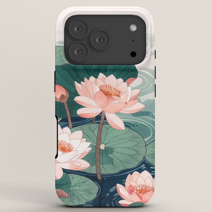 Japanese Wall Art Floral Lotus Painting Pink Pastel Green botanical Wabi Sabi Flower Poster  iPhone Case Gallery Image 7
