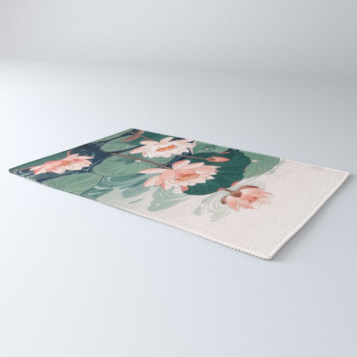 Japanese Wall Art Floral Lotus Painting Pink Pastel Green botanical Wabi Sabi Flower Poster  Rug Gallery Image 3