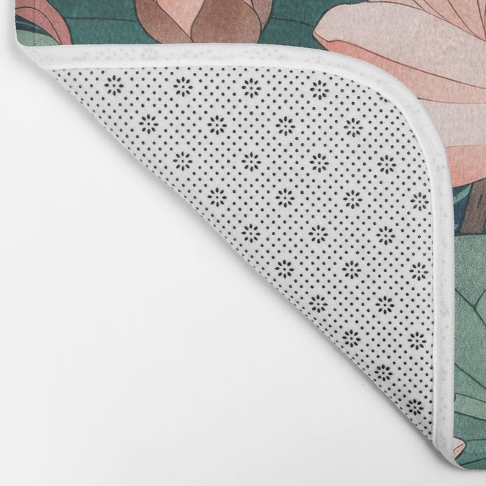 Japanese Wall Art Floral Lotus Painting Pink Pastel Green botanical Wabi Sabi Flower Poster  Bath Mat Gallery Image 2