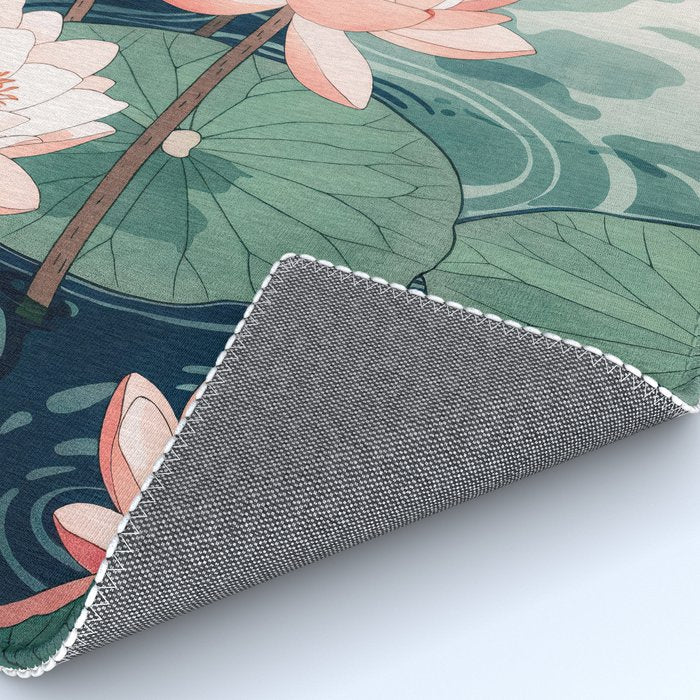 Japanese Wall Art Floral Lotus Painting Pink Pastel Green botanical Wabi Sabi Flower Poster  Rug Gallery Image 4