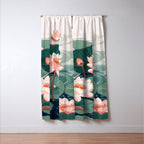 Japanese Wall Art Floral Lotus Painting Pink Pastel Green botanical Wabi Sabi Flower Poster  Window Curtain Gallery Image 3