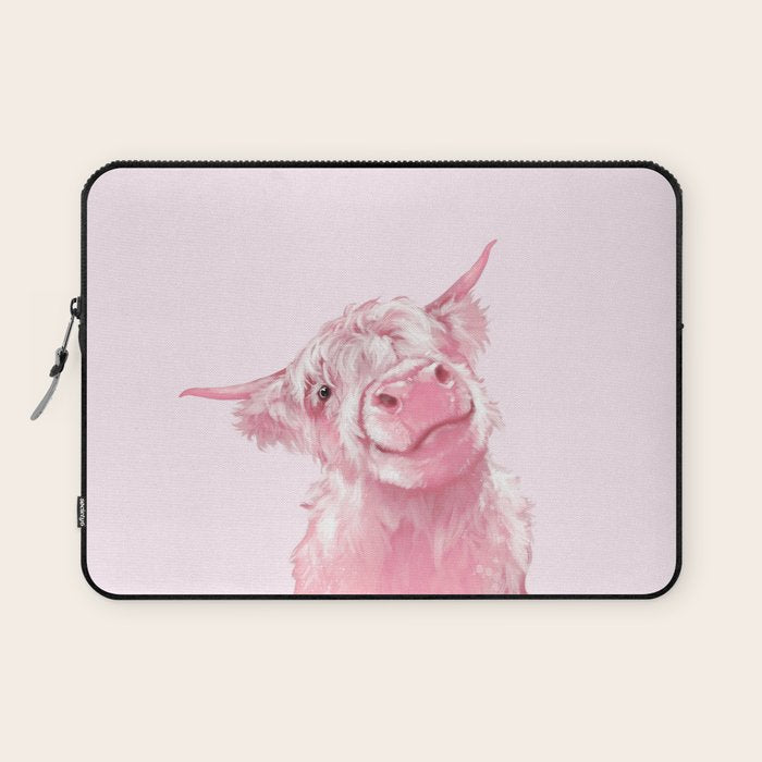 Highland Cow Pink Laptop Sleeve Gallery Image 1