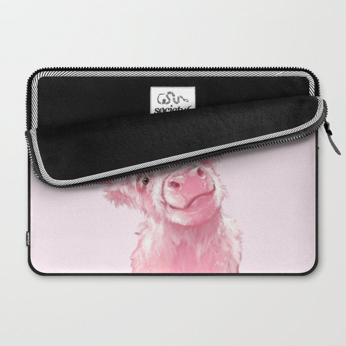 Highland Cow Pink Laptop Sleeve Gallery Image 2