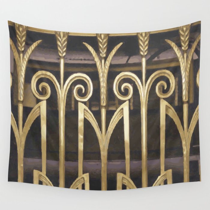 Art Deco Gold Abstract Modern Art Wall Tapestry Gallery Image 4