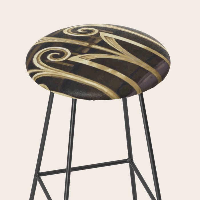 Art Deco Gold Abstract Modern Art Stool Gallery Image 2