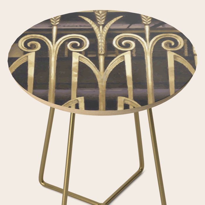 Art Deco Gold Abstract Modern Art Side Table Gallery Image 2