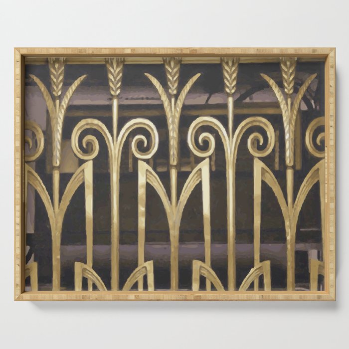 Art Deco Gold Abstract Modern Art Serving Tray Gallery Image 1