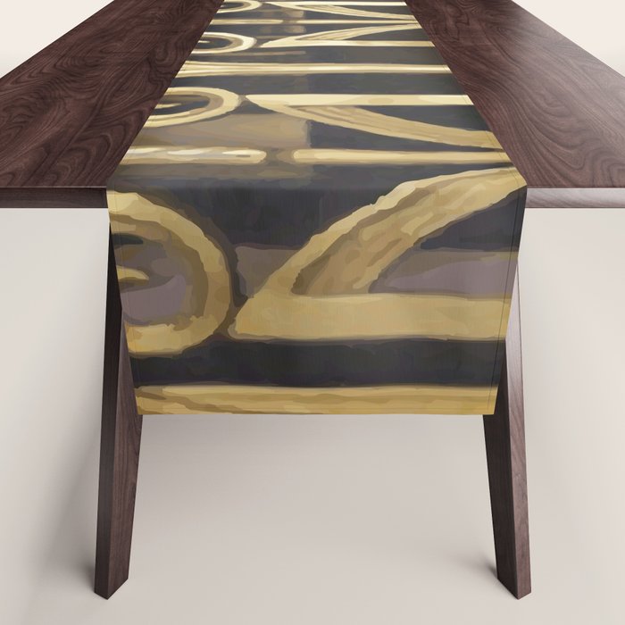 Art Deco Gold Abstract Modern Art Table Runner Gallery Image 1