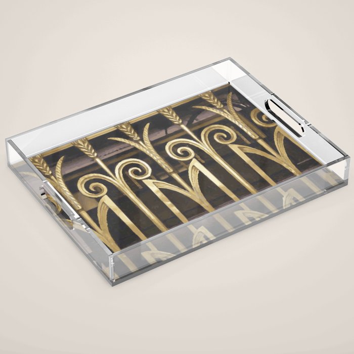 Art Deco Gold Abstract Modern Art Acrylic Tray Gallery Image 1