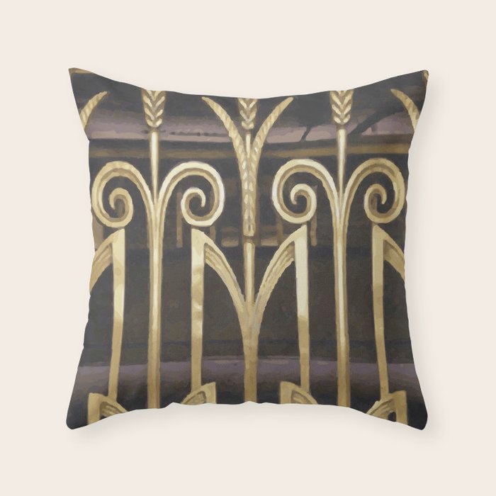 Art Deco Gold Abstract Modern Art Throw Pillow Gallery Image 6
