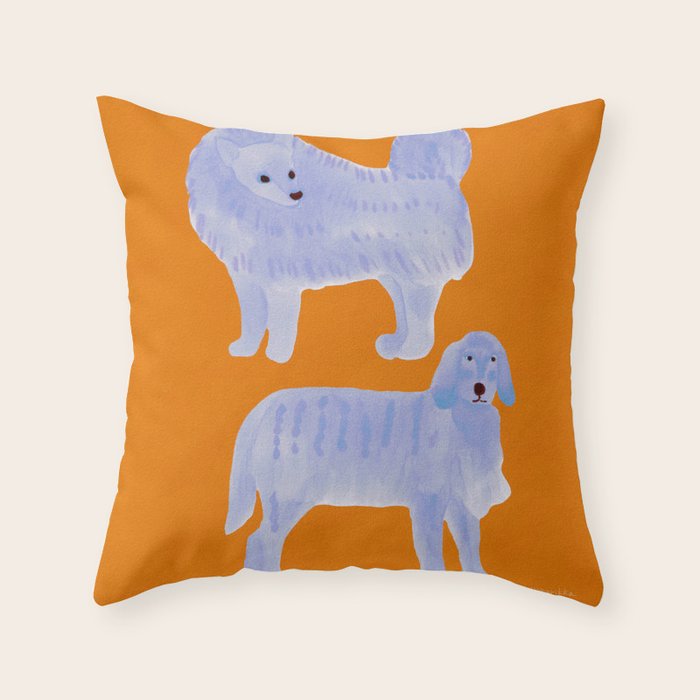 Two Calm Dogs - Blue and Orange Throw Pillow Gallery Image 1