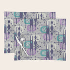 Retro Atomic Mid Century Pattern Grey Teal Blue and Lavender Placemat Gallery Image 1