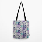 Retro Atomic Mid Century Pattern Grey Teal Blue and Lavender Tote Bag Gallery Image 2
