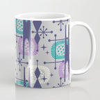 Retro Atomic Mid Century Pattern Grey Teal Blue and Lavender Coffee Mug Gallery Image 1
