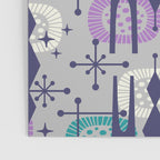 Retro Atomic Mid Century Pattern Grey Teal Blue and Lavender Poster Gallery Image 3