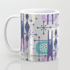 Retro Atomic Mid Century Pattern Grey Teal Blue and Lavender Coffee Mug Gallery Image 3