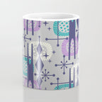 Retro Atomic Mid Century Pattern Grey Teal Blue and Lavender Coffee Mug Gallery Image 4