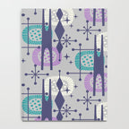 Retro Atomic Mid Century Pattern Grey Teal Blue and Lavender Notebook Gallery Image 4