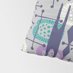 Retro Atomic Mid Century Pattern Grey Teal Blue and Lavender Pillow Sham Gallery Image 4