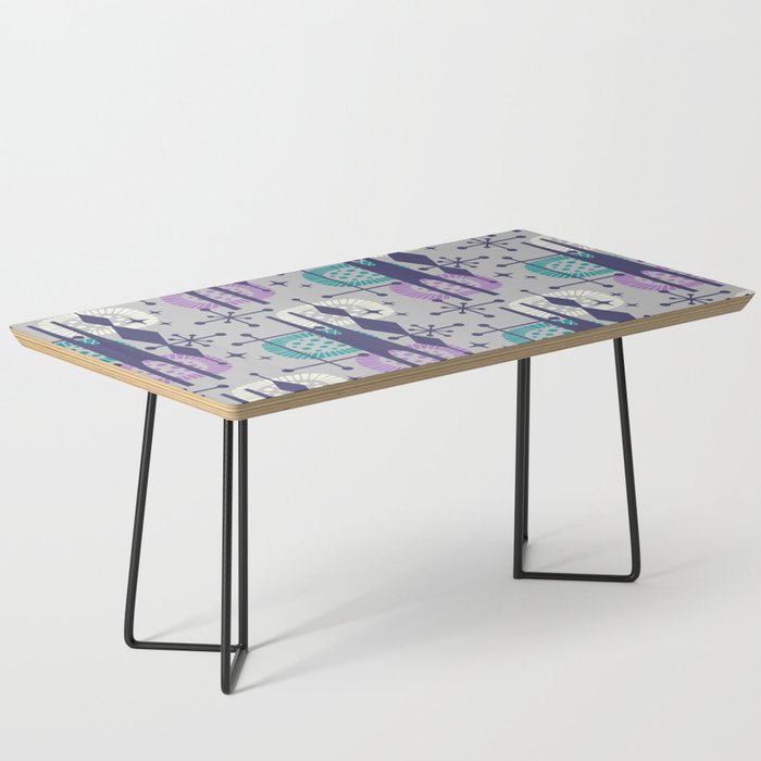 Retro Atomic Mid Century Pattern Grey Teal Blue and Lavender Coffee Table Gallery Image 1