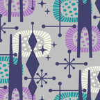 Retro Atomic Mid Century Pattern Grey Teal Blue and Lavender Coffee Mug Gallery Image 2
