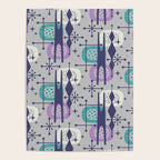 Retro Atomic Mid Century Pattern Grey Teal Blue and Lavender Poster Gallery Image 4