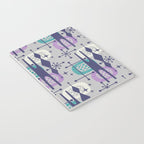 Retro Atomic Mid Century Pattern Grey Teal Blue and Lavender Notebook Gallery Image 3