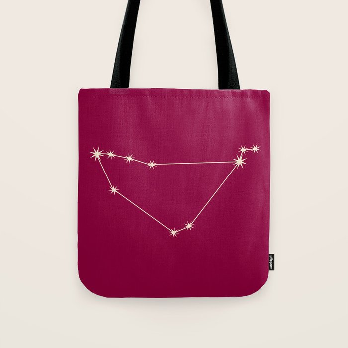 Capricorn Zodiac Star Constellation Line Art Magenta Pink Tote Bag Gallery Image 1
