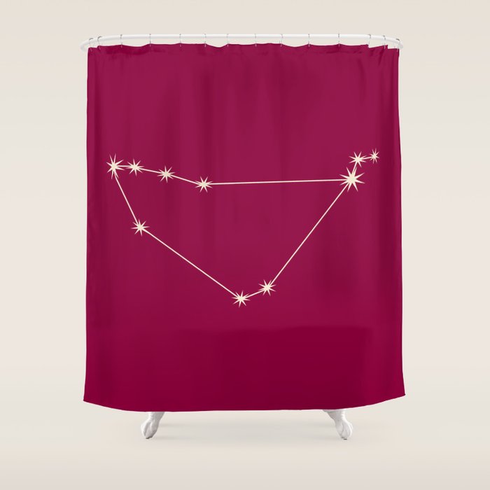 Capricorn Zodiac Star Constellation Line Art Magenta Pink Shower Curtain Gallery Image 1