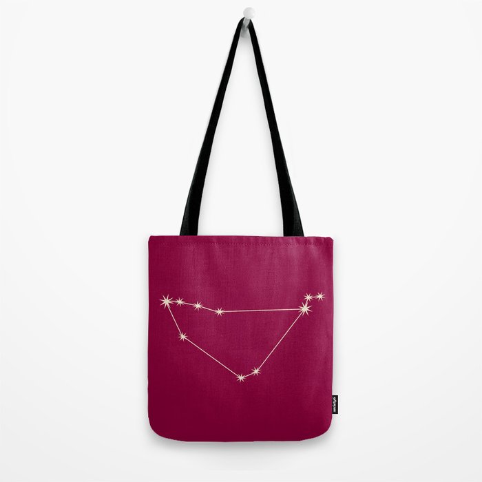 Capricorn Zodiac Star Constellation Line Art Magenta Pink Tote Bag Gallery Image 2