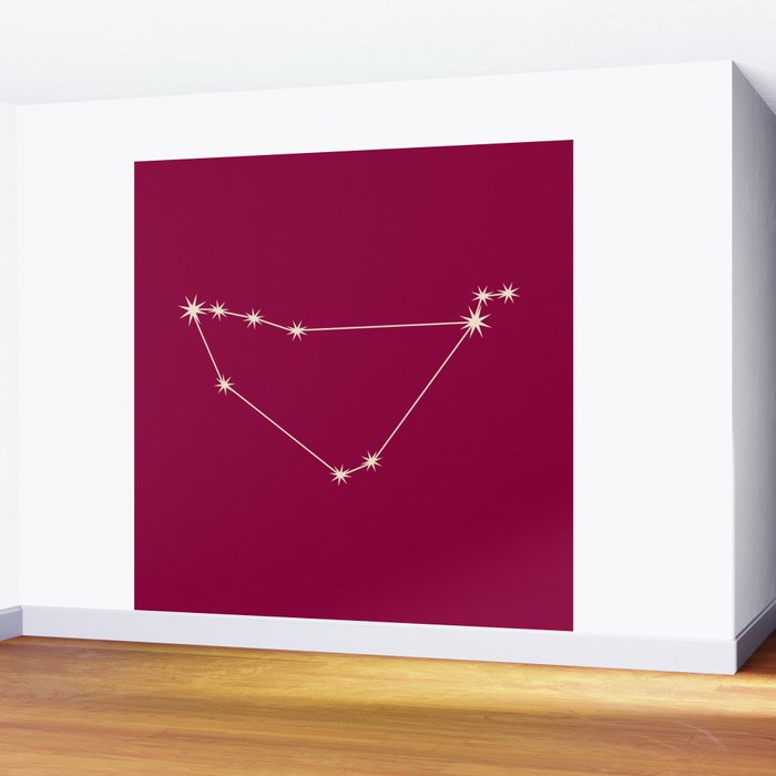 Capricorn Zodiac Star Constellation Line Art Magenta Pink Wall Mural Gallery Image 2